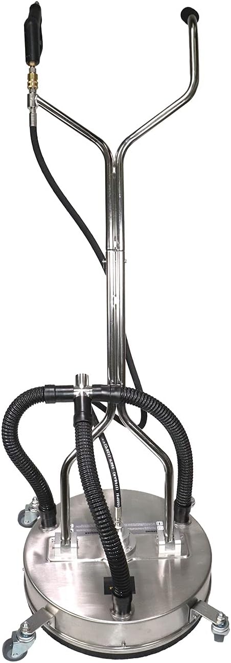 21" Stainless Steel Surface Cleaner with Vacuum Port, Wheels, and Wand Pressure Washer Attachment 4000 PSI, 12 GPM