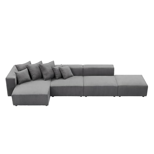 122.8" Curved Sofa Couch for Living Room, Cream Sofa Modern Curved Couch Boucle Modular Sectional Sofa Set 4 Seat Upholstered Couch for Bedroom Apartment Left Hand Facing Beige