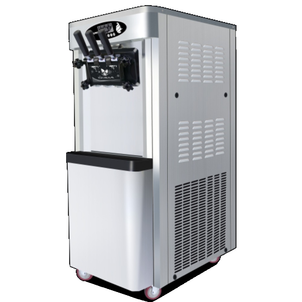Commercial vertical ice cream machine,25-30L/H production capacity, with 2x6L hopper, 2000W power, soft ice cream machine for restaurants and snack shops, three flavors