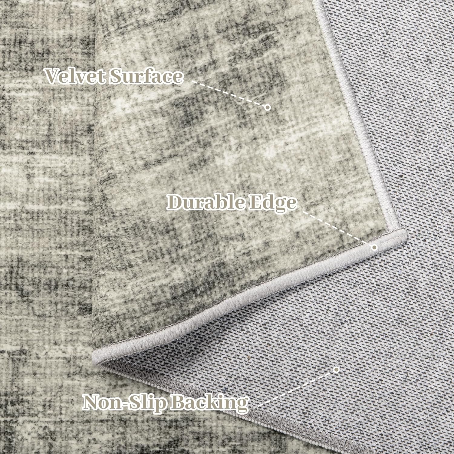 Area Rugs 9x12 for Living Room: Washable Rug 9x12 Large Soft Abstract Rug Indoor Carpet Non Slip Area Rug for Bedroom Dining Room Under Table Home Office Farmhouse(9 x 12, Grey)