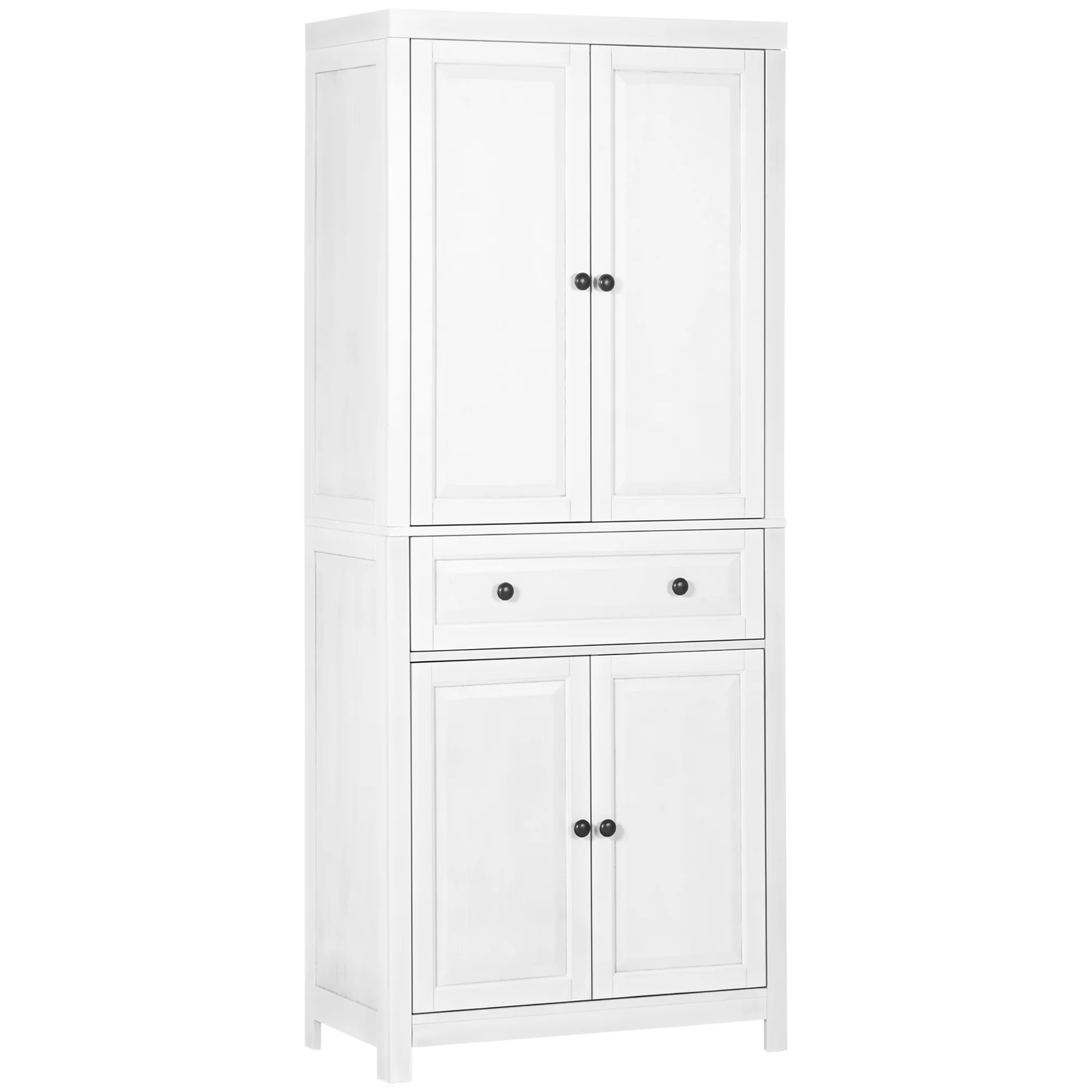 HOMCOM 72.5" Pinewood Large Kitchen Pantry Storage Cabinet, White