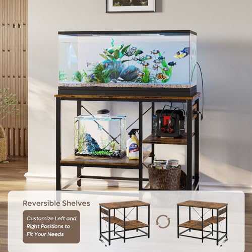 Bestier 40-50 Gallon Fish Tank Stand with Power Outlets, 36x18 Metal Aquarium Stand, Reptile Tank Stand with 3-Tier Adjustable Storage Shelve, 6-Leg Heavy-Duty Aquarium Rack, 660LBS Capacity