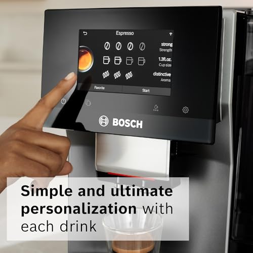 Bosch 800 Series Fully Automatic Espresso Machine – 36 Drinks with Coffee World, Cold Brew, Double Cup, Integrated Milk Container, Smart Features, in Silver TQU60307