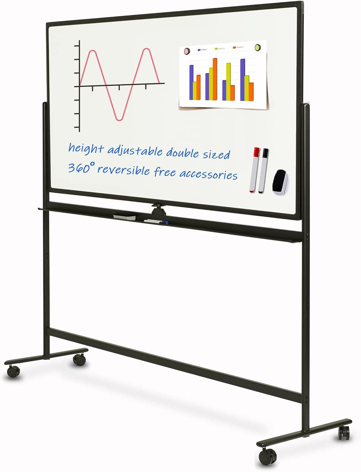 Easel-Style Dry Erase Boards Mobile 36 x 71 Inches Double Sided Whiteboard with Aluminum White Frame Pizarra Blanca Magnetica M��vil
