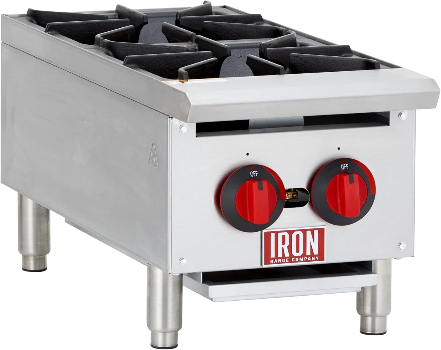 IRHP-12-2B 12" Two Burner Countertop Commercial Gas Hot Plate, Stainless Steel, 50,000 BTU, ETL Listed