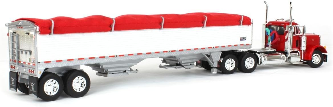 1/64 Red Peterbilt 379 Day Cab with White Wilson Pacesetter Grain Trailer 60-1765