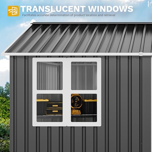 DWVO 10x8 FT Outdoor Storage Shed - Spacious Garden Tool Shed with Lockable Door - Durable Metal Yard Shed for Garden, Patio, and Backyard (Dark Gray)