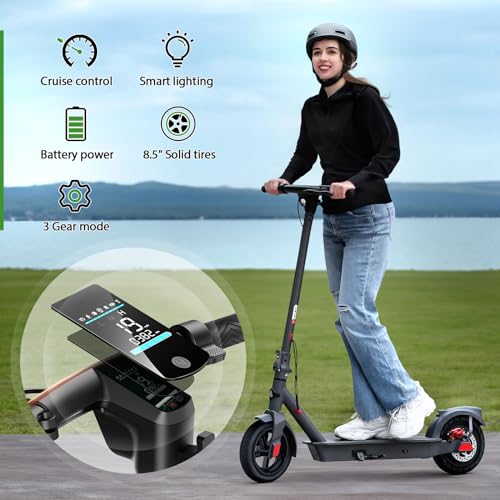 TST Electric Scooter for Adults, 19 Mph Foldable E Scooter, Peak 500W Motor, 8.5" Rear Solid Tire, All Aluminum Body Electric Scooter Adults with Dual Braking System and App Control
