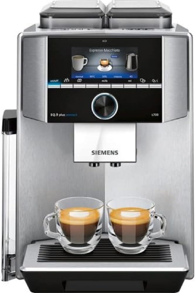 Siemens super-automatic espresso coffee machine with an adjustable grinder, double boiler, milk frother, maker for brewing espresso, cappuccino, latte, macchiato, flat white EQ 9 S700 TI9573X1RW