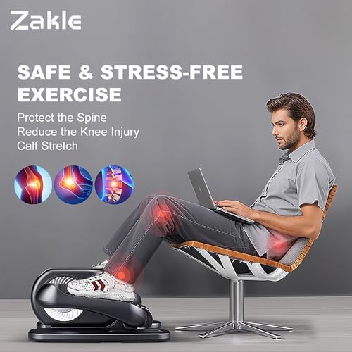 Zakle Under Desk Elliptical Machine, Ellipse Leg Exerciser w/Remote Control & 12 Adjustable Speeds, No Assembly Portable Electric Seated Pedal Exerciser, Quiet Elliptical Training Machine