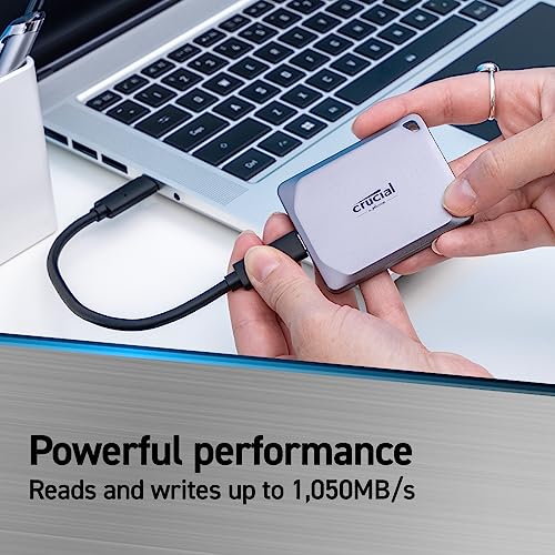 Crucial X9 Pro 4TB Portable SSD - 1050MB/s Read/Write, Water/Dust Resistant, with Mylio Photos+ - USB 3.2 for PC and Mac