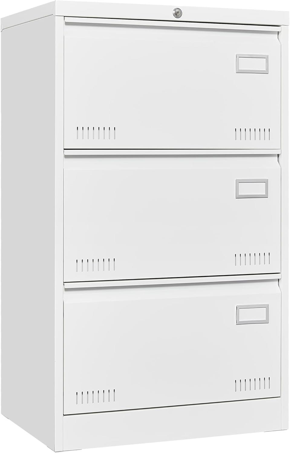 File Cabinet,Locking 3-Drawer Metal Lateral File Cabinet for Home Office, Legal/Letter/A4 Size Files, Assembly Required (3 Drawers, White)