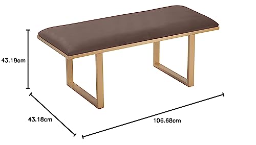 Elle Decor Remi Velvet Bedside Bench, Upholstered Ottoman, Entryway Accent Furniture, Easy Assembly, Dark Grey