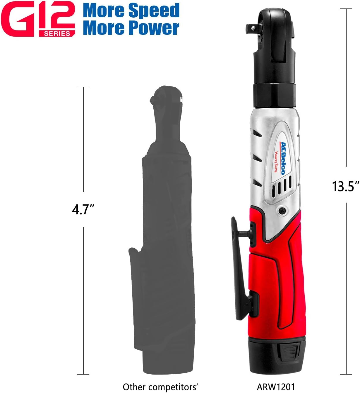 ACDelco ARW1201 G12 Series 12V Cordless Li-ion 3/8” 57 ft-lbs. Ratchet Wrench Tool Kit with 2 Batteries and Carrying Case