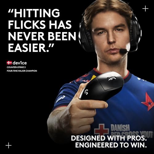 Logitech G PRO X Superlight 2 DEX Wireless Gaming Mouse, 60g pro-Grade Right-Handed Mouse with 5 programmable Buttons, USB-C Charging, 44k DPI Sensor, up to 8 kHz Polling for PC/Mac - White