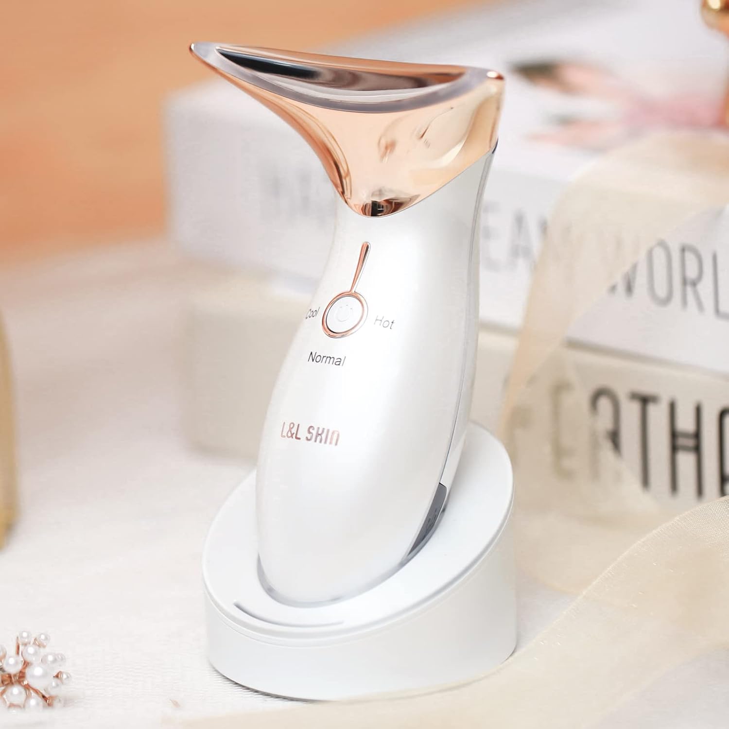 L&L SKIN Facial Massager, Face Neck Lifting Massage Device with Hot & Cold Modes for Wrinkles