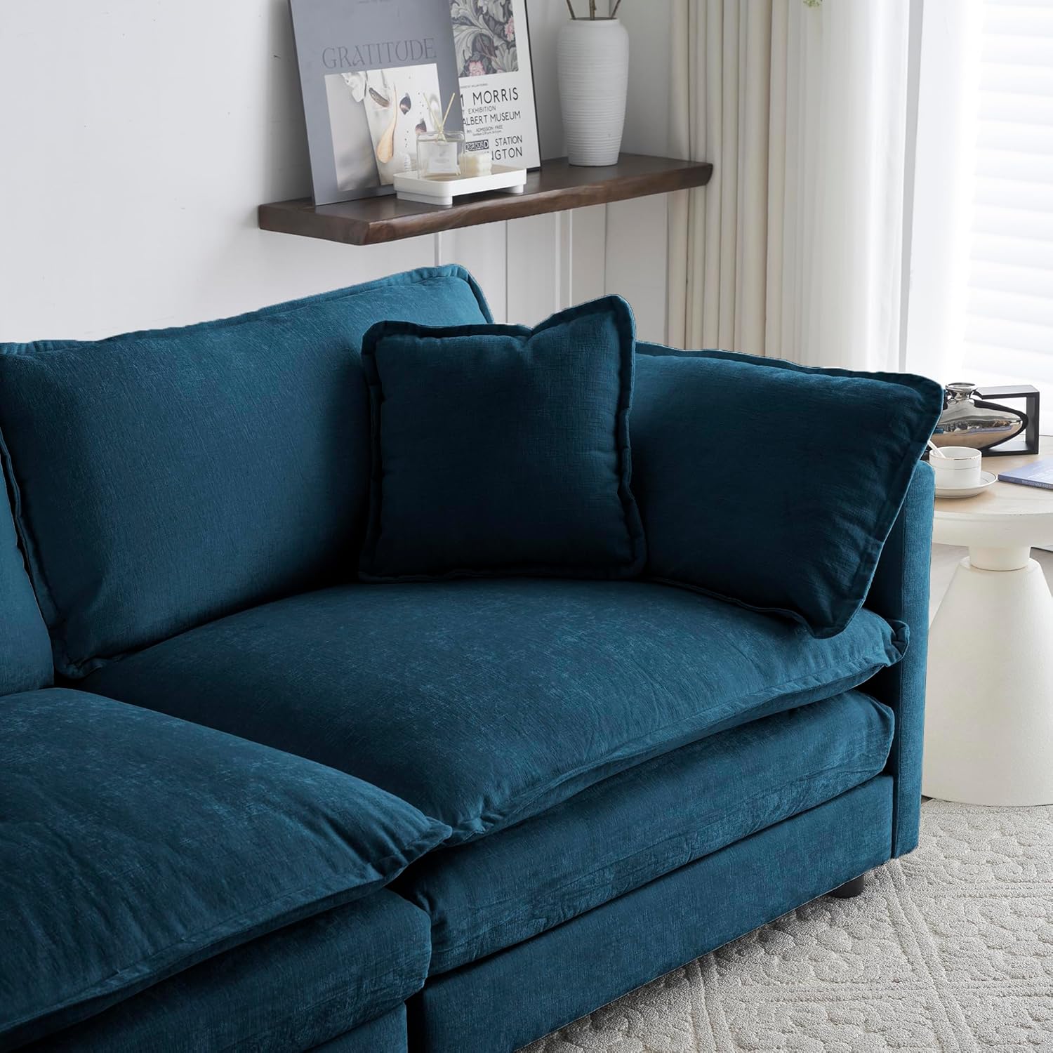 Modern Chenille Upholstered Oversized Chairs for Living Room, Minimalist Comfy Deep Seat Armchair with Removable Cushion Backrest, Singel Sofa Sofachair Furniture for Apartment,Office