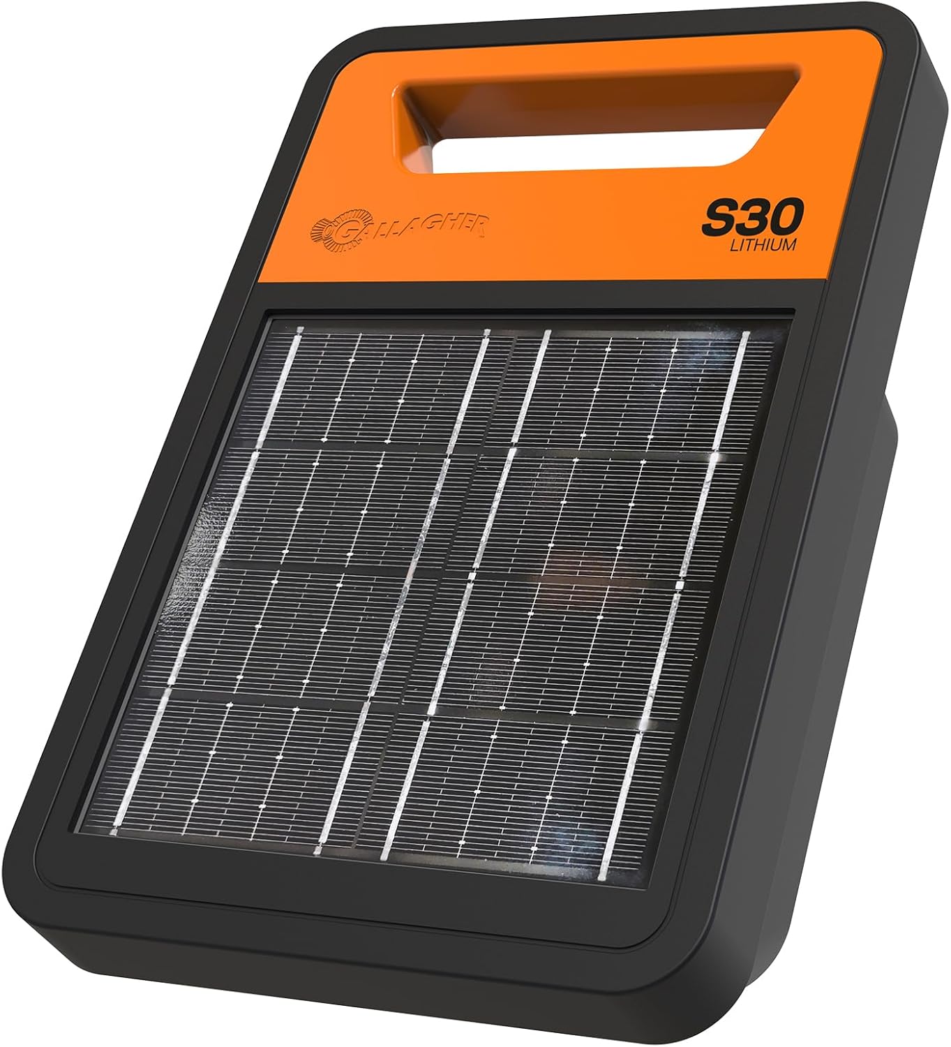 Gallagher S30 Solar Electric Fence Charger | Powers Up to 20 Miles / 60 Acres of Fence | Solar Lithium Technology | 0.3 Stored Joule Energizer | Built-in Earthing | Portable and Super Tough