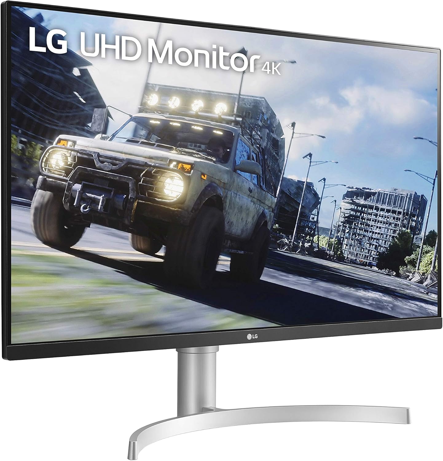 LG 32UN550-W Monitor 32" UHD (3840 x 2160) Display, DCI-P3 90% Color Gamut, HDR 10, AMD FreeSync, Borderless Design, Tilt/Height Adjustable Stand - Silver