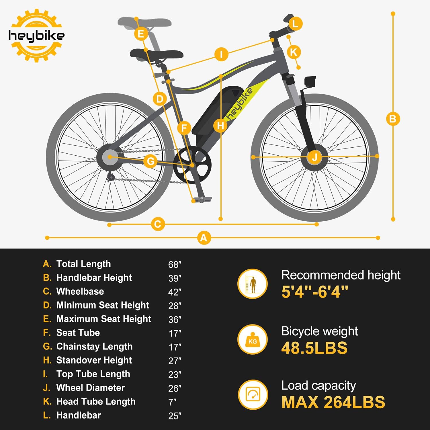 Heybike Race Electric Bike Light Weight 26" Commuter Electric Mountain Bike with 40 Miles Long Range, 350W Brushless Motor, Shimano 7-Speed and Front Fork Suspension, Urban Electric Bicycle for Adults