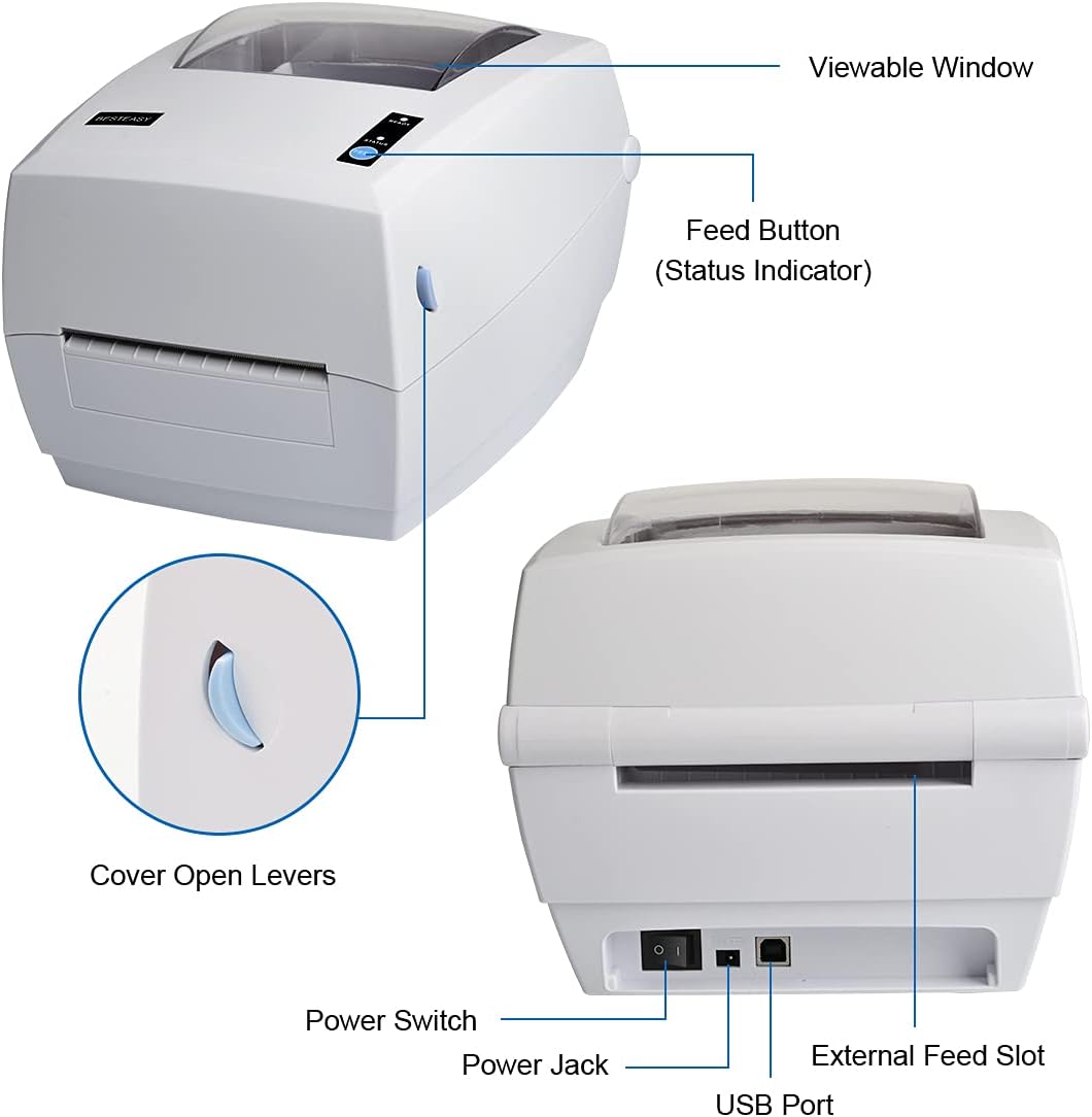 BESTEASY Thermal Label Printer, High Speed Label Printer for Shipping Packages, Label Printer for Small Business, Compatible with USPS,FedEx,Amazon, Ebay,ups,etsy,etc