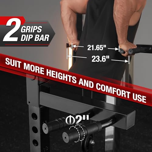 Mikolo Power Cage, 2000LB Power Rack with Independent Dual Pulley System, Multi-Function Home Gym Workout Machine for Cable Crossover