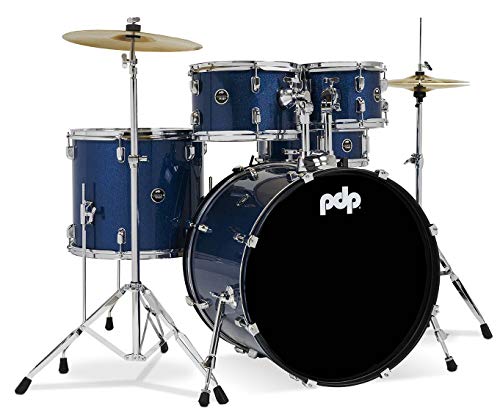 Pacific Drums Center Stage Complete Drumkit, 5 Drum Set, Iridescent Black Sparkle, 7x10, 8x12, 14x16 Floor, 16x22 Kick, 5x14 Snare (PDCE2215KTIB)