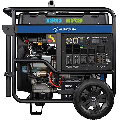 Westinghouse 28000 Peak Watt Home Backup Portable Generator, Remote Electric Start with Auto Choke, Transfer Switch Ready 30A & 50A Outlets, Gas Powered, CO Sensor,Blue