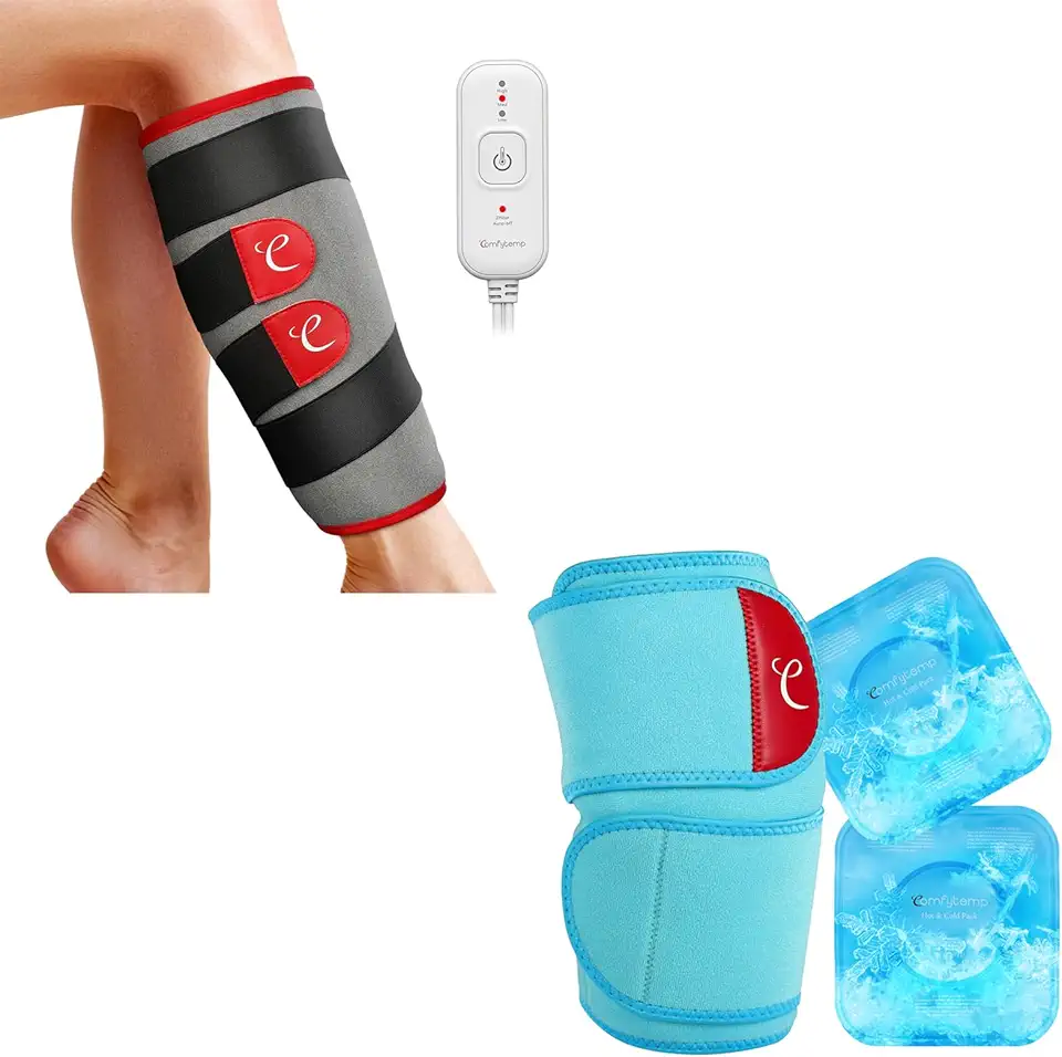 Comfytemp Leg Heating Pad and Knee Ice Pack Wrap with 2 Gel Soft Cold Pack, FSA HSA Eligible, Birthday Gifts for Women/Men - Kansas Nuitrition - HNZSDS