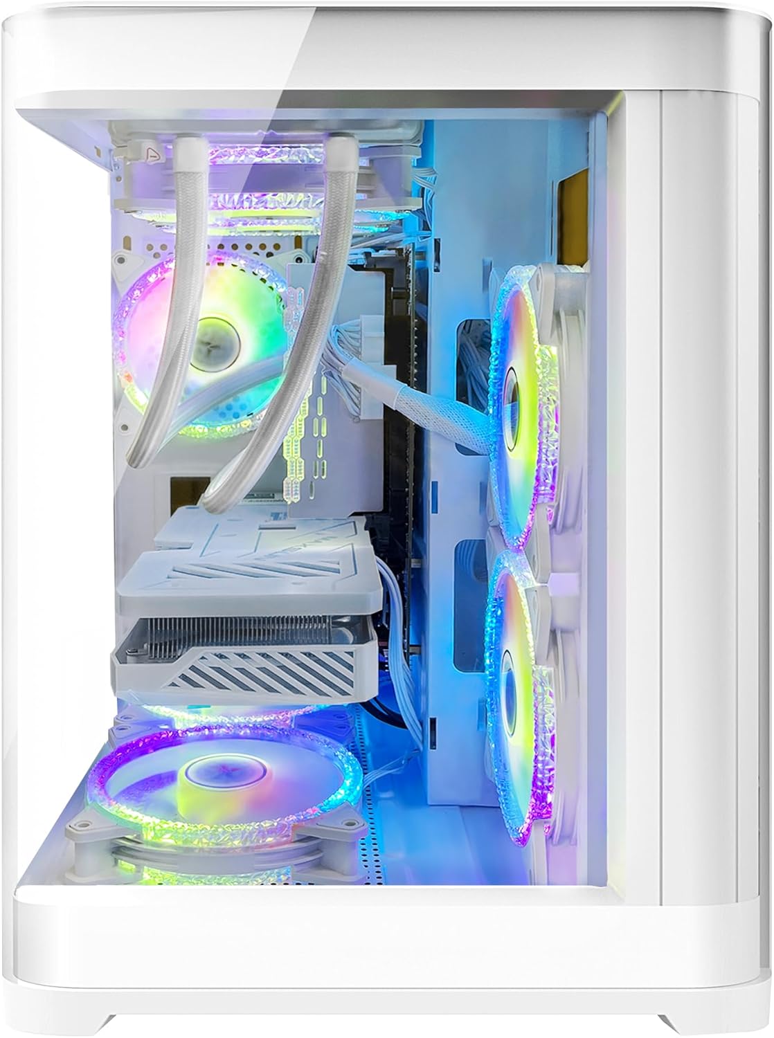 Poseidon White Gaming PC Desktop - AMD Ryzen 7 5700X 8-Core 3.4GHz - GeForce RTX 4060-1TB M.2 +1TB SATA SSD - 32GB DDR4 3200MHz - 240mm AIO CPU Liquid Cooler - Windows 11 Pro Computer