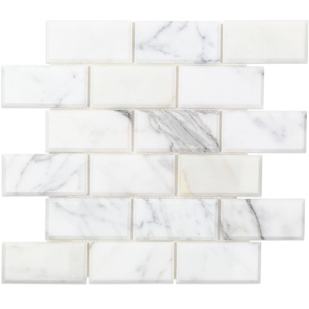 2x22 x 4x22 Beveled Marble Mosaic Tile White/Gray Ivy Hill Tile