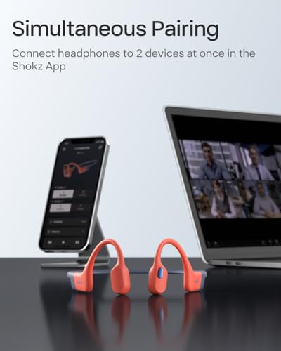 SHOKZ OpenSwim Pro - Open-Ear Bluetooth Headphones & 32GB MP3 Player, IP68 Waterproof, Bone Conduction Headphones, Secure Fit for Workouts, Running and Swimming, Built-in Microphone, App, Grey