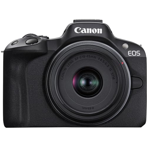Canon EOS R50 Mirrorless Vlogging Camera (Black) w/RF-S18-45mm F4.5-6.3 is STM Lens (Renewed)