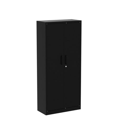 Yizosh Metal Garage Storage Cabinet with 2 Doors and 5 Adjustable Shelves - 71" Steel Lockable File Cabinet,Locking Tool Cabinets for Office,Home,Garage,Gym,School (Gray White)