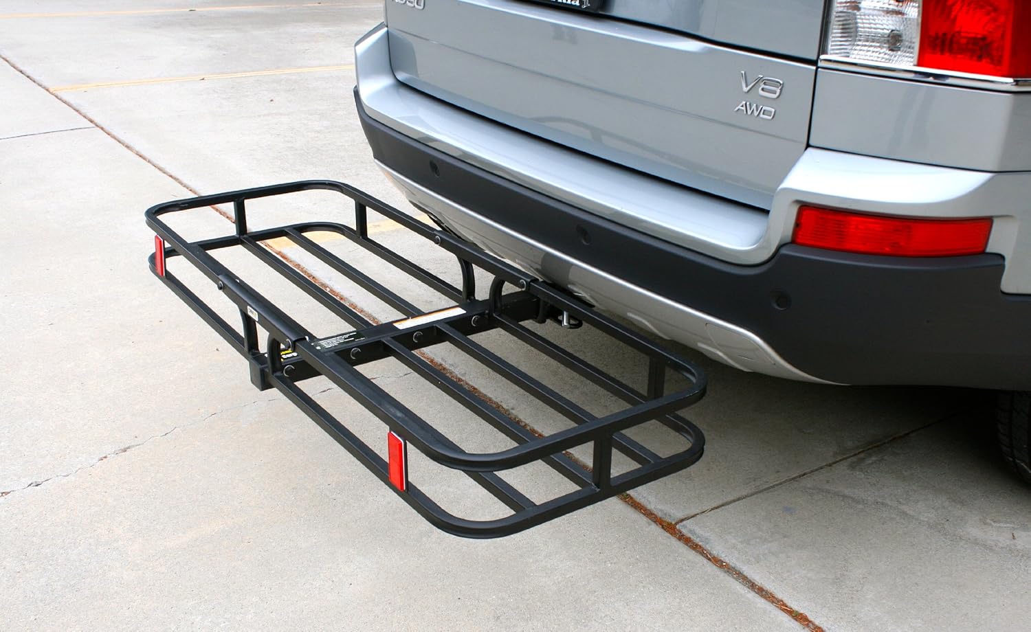 MaxxHaul 70107 53 x 19-1/2 Hitch Cargo Carrier - Trailer Hitch Mount Steel Cargo Carrier With High Side Rails For RV's, Trucks, SUV's, Vans, Cars With 2 Hitch Receiver - 500-lb Load Capacity , Black