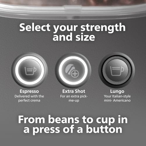 Philips Baristina Espresso Machine, Grind, Tamp & Brew Coffee Beans in One Swipe, Compact, 16 Bar Pump Pressure, Automatic Grinder, Black with Black Portafilter (BAR300/60)