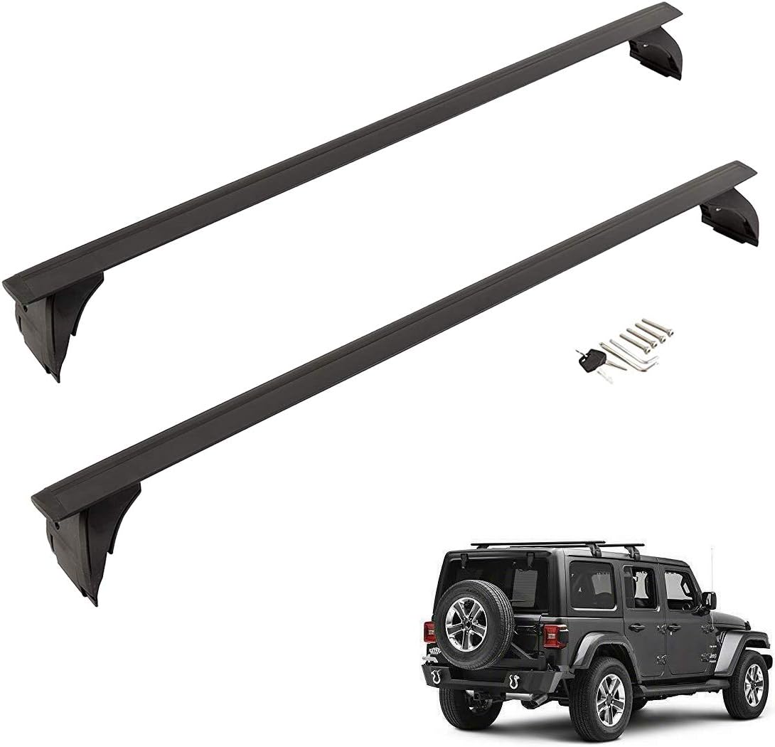 Roof Rack Cross Bars for Jeep Wrangler 2008 - 2022 Kayak Cargo Carriers Roof Rails Crossbars (4-Door Hard Top)