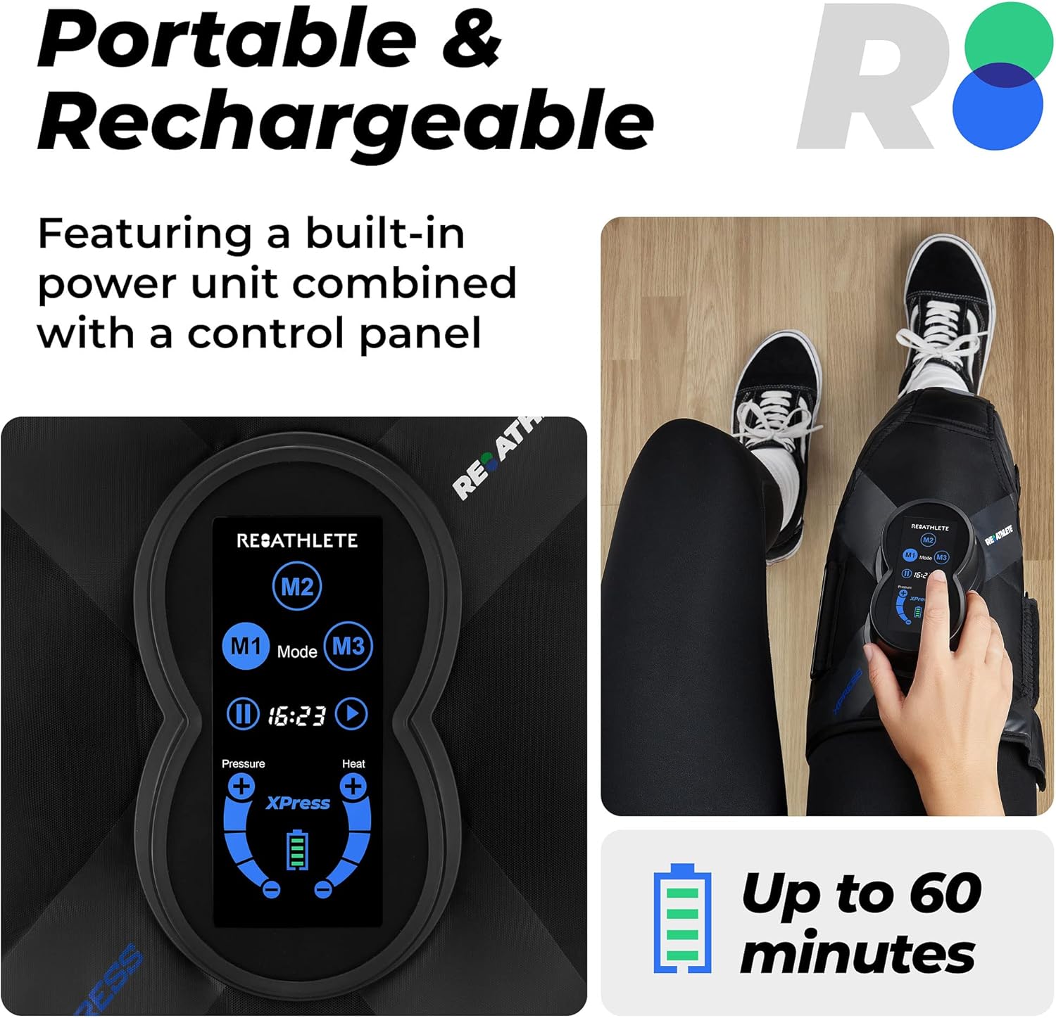 REATHLETE XPRESS Knee Massager: Leg Compression Massager for Knee Pain Relief | Leg Massager With Heat and Compression | Also Calf Massager or Thigh Massager | Leg Compression Massager for Circulation