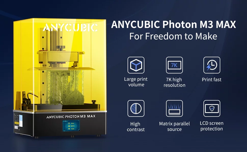 Anycubic  Photon M3 Max LCD 3D Printer Large 3D Printing Size 11.7'' x 6.5'' x 11.81'' Fast