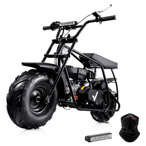 FRP GMB100 Mini Bike, 99CC 4-Stroke Mini Bikes for Adults, 3HP Gas Powered Mini Dirt Bike, Off-Road Motorcycle W/LED Headlight and Neck Gaiter, Up to 28 Mph, Weight Support Up to 220 LBS
