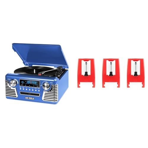 Victrola Haley Retro Bluetooth Record Player & Multimedia Center with Built-in Speakers - 3-Speed Turntable, CD Player, AM/FM Radio, 3.5mm Aux-In, Wireless Music Streaming, Black