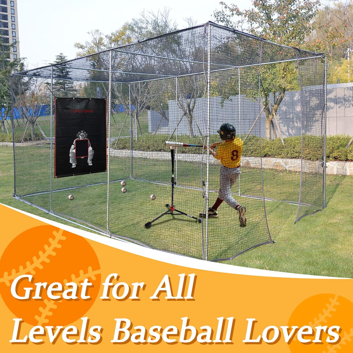 Batting Cage with Wheels,Baseball Batting Cage,Batting Cage with Wheels for Backyard,Mobile Baseball Batting Cage,Wheeled Batting Cage 16X10X8FT(5X3X2.5m)