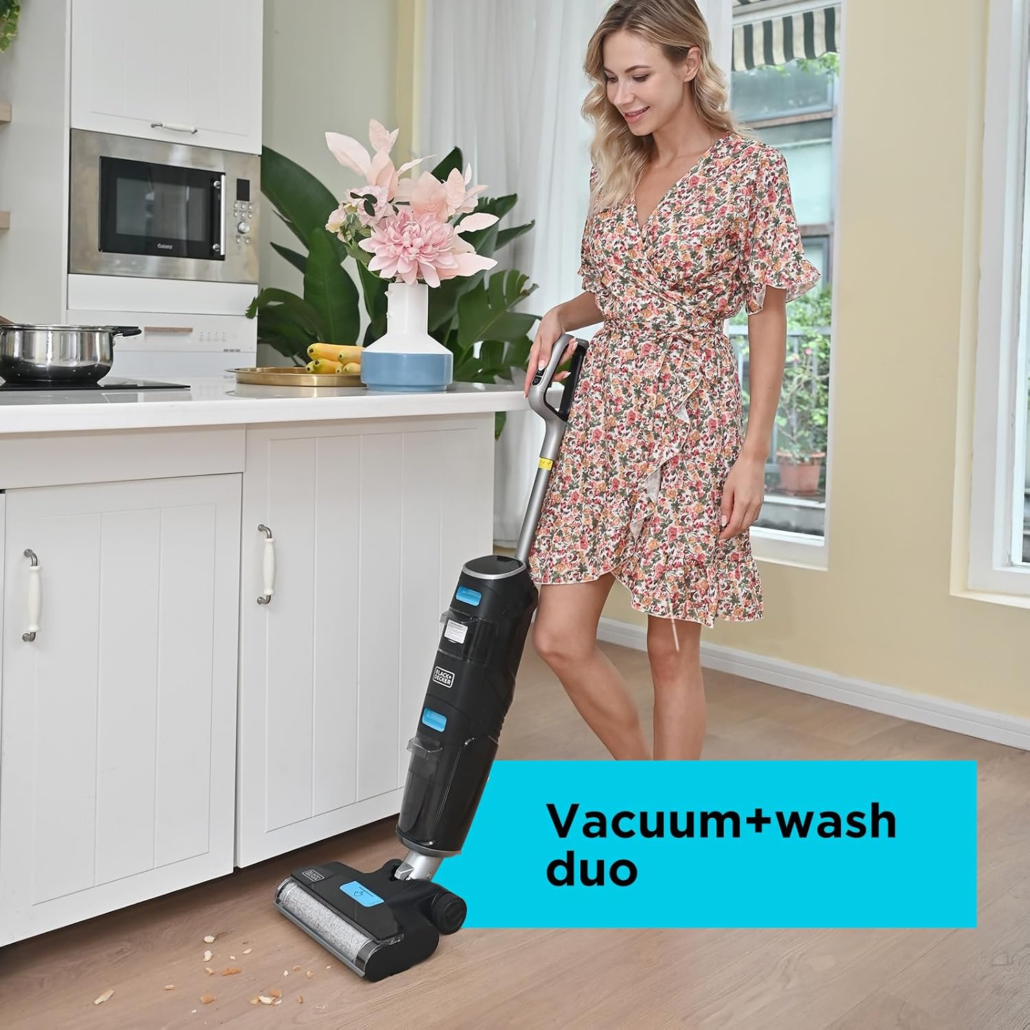 BLACK+DECKER Wet Dry Vacuum Mop Floor Cleaner One-Step Self-Cleaning for Hard Floors Lightweight