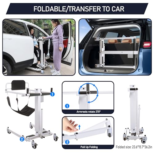 Patient Lift for Home Wheelchair Lift Transfer Chair, Bathroom Wheelchair, Patient Transfer Chair, Bedside Commode, Shower Chair, Portable car Lift, Lift Seats for Elderly with Soft Cushion