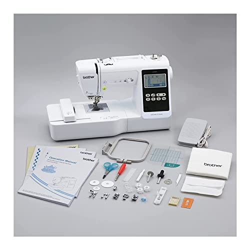 Brother SE600 Sewing and Embroidery Machine, 80 Designs, 103 Built-In Stitches, Computerized, 4" x 4" Hoop Area, 3.2" LCD Touchscreen Display, 7 Included Feet