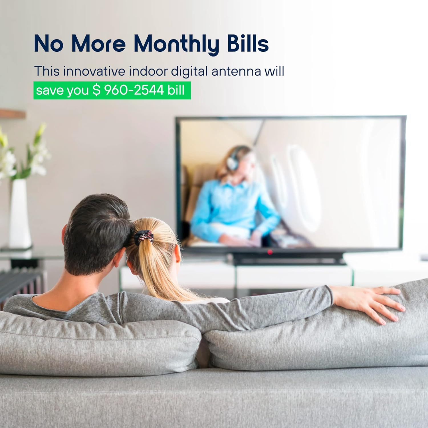 [2022 Model] Digital Amplified Indoor Tv Antenna – Powerful Best Amplifier Signal Booster 270+ Miles Range Support 4K Full HD Smart and Older Tvs with 9.8ft Coaxial Cable, Unique Tv Accessories Pack of 2