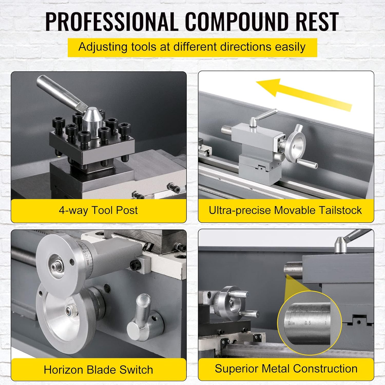 VEVOR Metal Lathe 8.7 x 29.5 Inch/220 x 750MM Mini Metal Lathe 750W Infinitely Variable Speed Mini Lathe Machine LED Screen for Counter Face Turning Driling