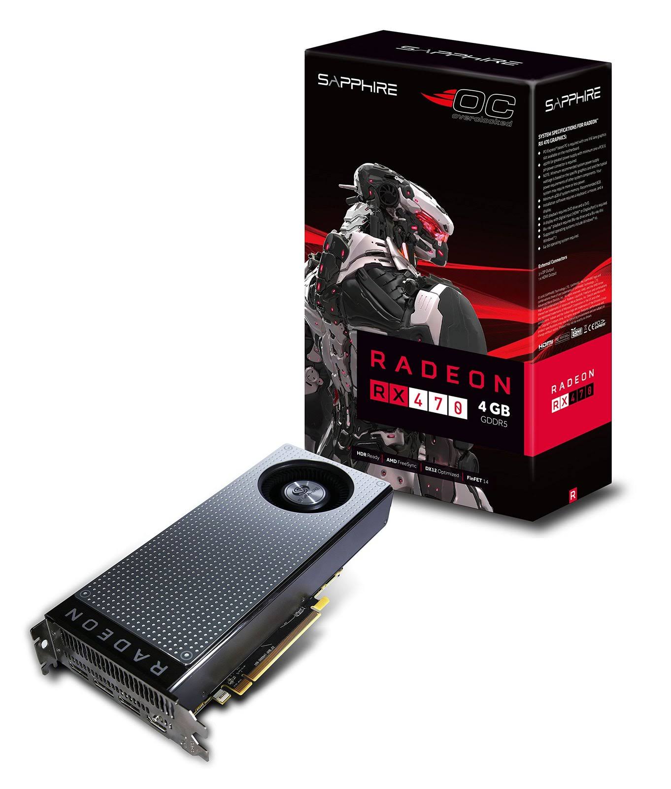 Sapphire Technology Radeon RX 470 4GB GDDR5 w/BP PCI-E HDMI 3xDP
