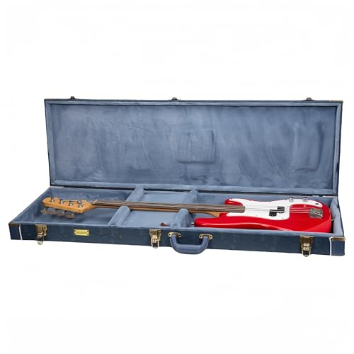 Crossrock Relief Series 335 Guitar Case for ES-335 & Semi-Hollow Electric Guitars | Carved Smoke Blue Finish, Monochrome Blue Velvet Interior, Lock – Premium Wooden Hardshell