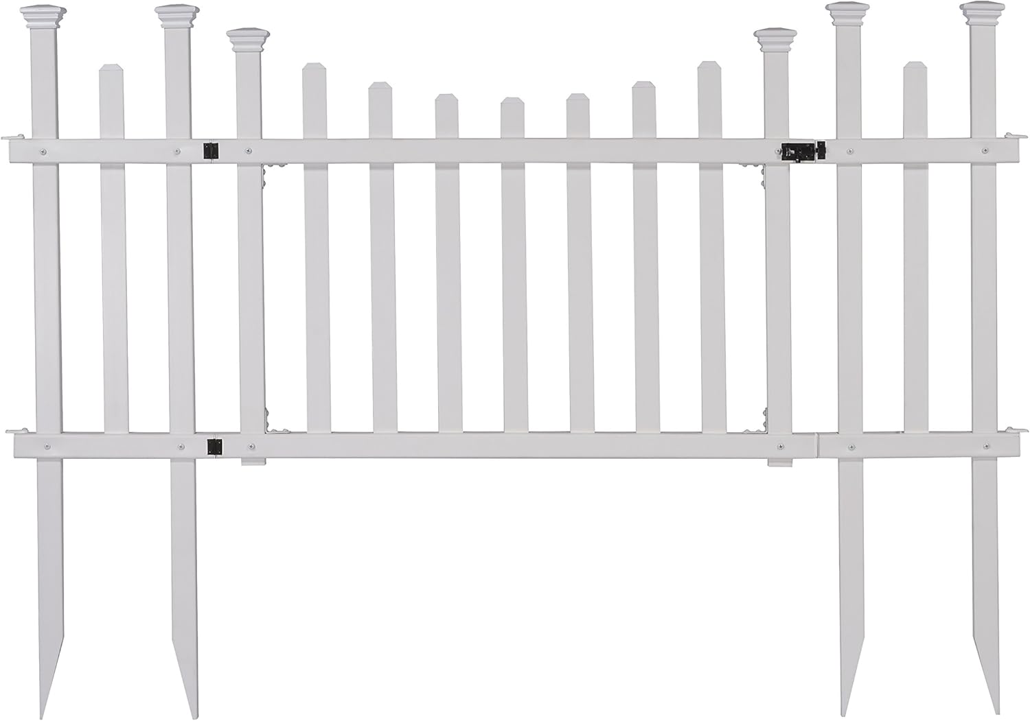 Zippity Outdoor No Dig Garden Fence (3 Pack) and Madison Vinyl Gate Kit with Fence Wings